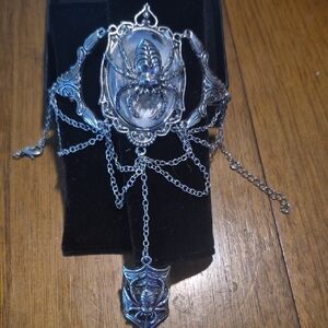 Silver Spider Bracelet With Chain Spider Ring